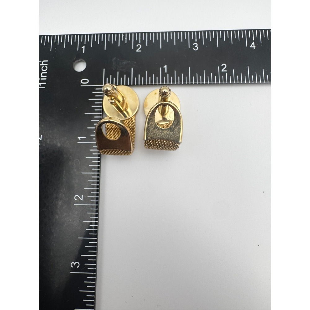 Vintage Anson Cufflinks Mesh Gold Tone Brushed Sunburst MCM - Picture 10 of 10